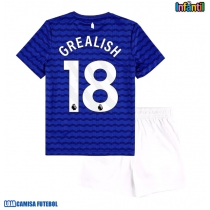 Camisa de Futebol Everton Jack Grealish #18 Equipamento Principal Infantil 2025-26 Manga Curta (+ Calças curtas)